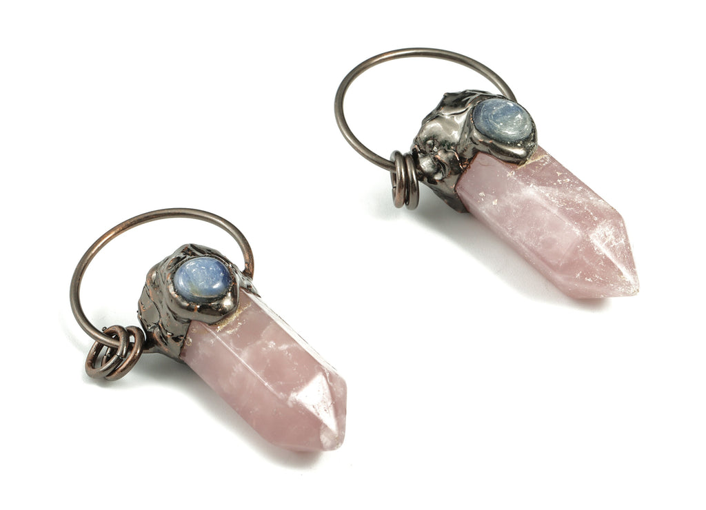 Aquamarine Pink Crystal Pendant – Powder Crystal Bullet Shape Earring Charm - Average Size – Jewelry Supplies - 60.17x28.67x19.17mm - NS1352 - DOMEDBAZAAR