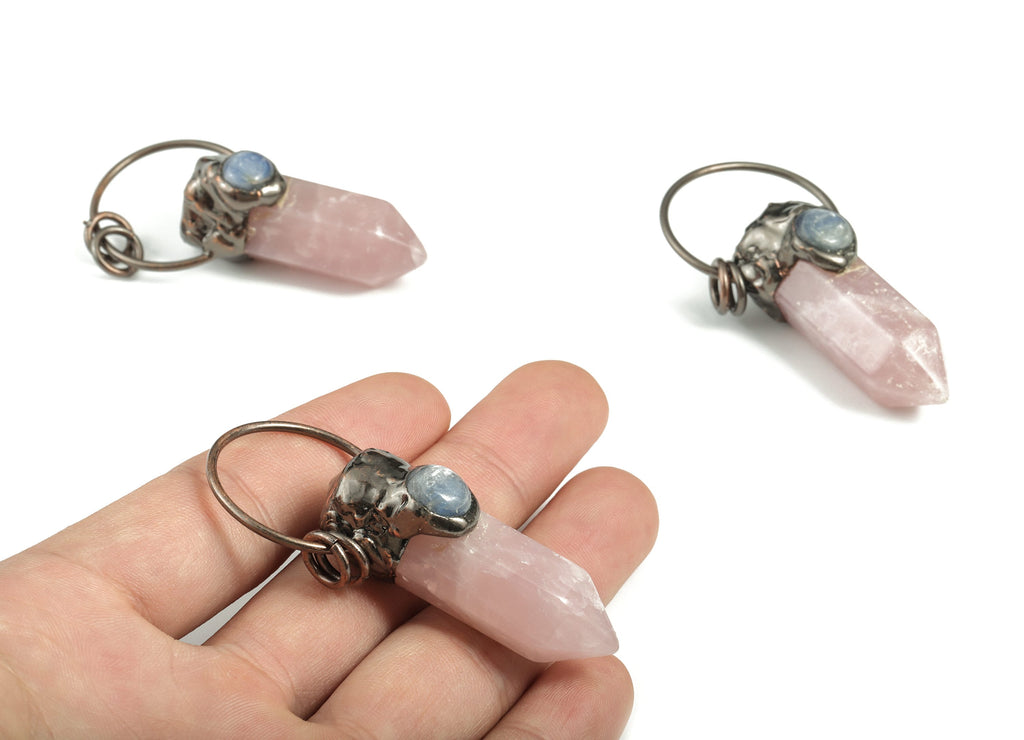 Aquamarine Pink Crystal Pendant – Powder Crystal Bullet Shape Earring Charm - Average Size – Jewelry Supplies - 60.17x28.67x19.17mm - NS1352 - DOMEDBAZAAR