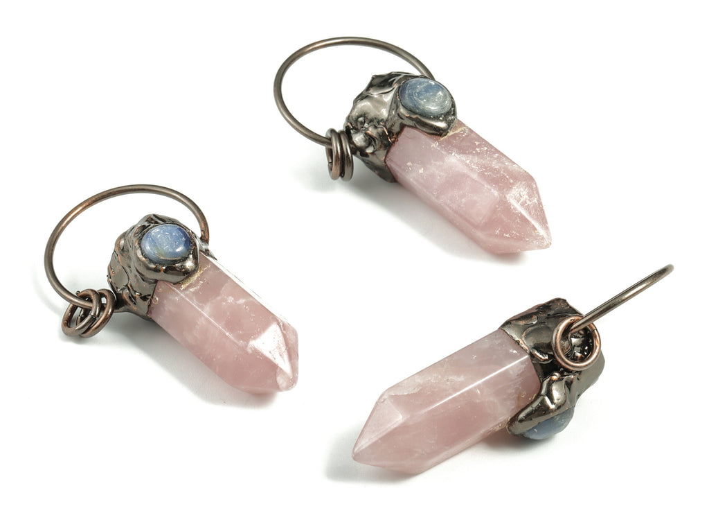Aquamarine Pink Crystal Pendant – Powder Crystal Bullet Shape Earring Charm - Average Size – Jewelry Supplies - 60.17x28.67x19.17mm - NS1352 - DOMEDBAZAAR