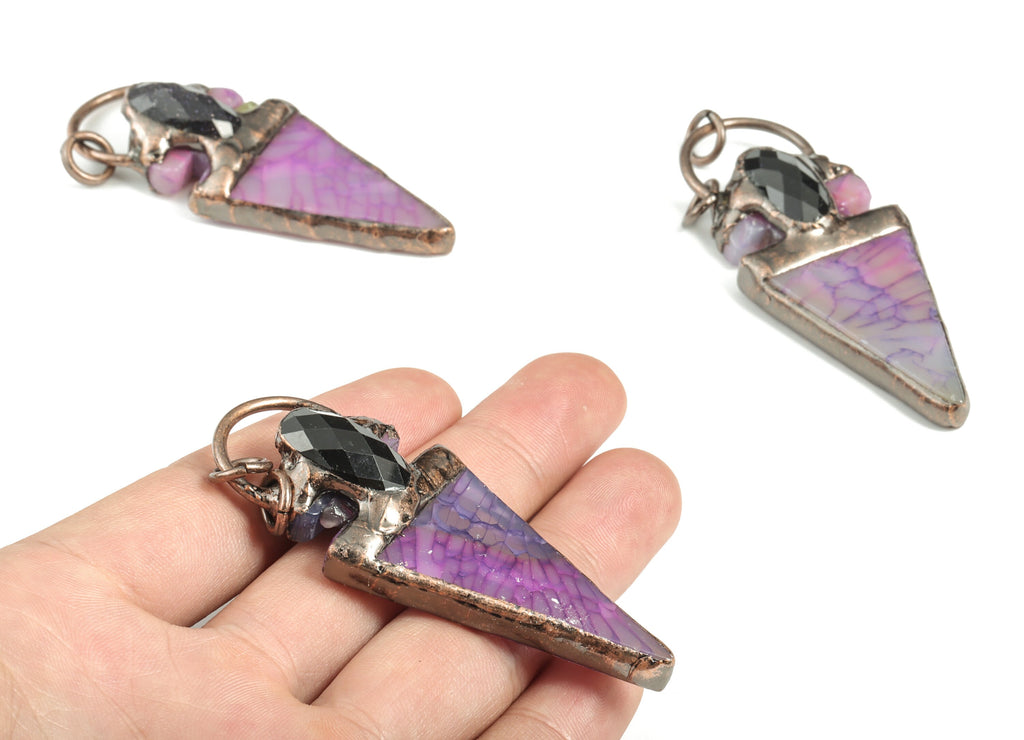 Blue Goldstone Triangle Pendant – Agate Earring Charms –Average Size - Gemstone Jewelry Charms – 73.55 x 29.5 x 13.25mm – NS1361 - DOMEDBAZAAR