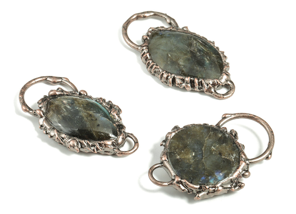 Oval Labradorite Earring Charm – Labradorite Pendant with A Loop – Labradorite Gemstone Jewelry - Average Size -51.78×26.39×8.33mm - NS1365 - DOMEDBAZAAR