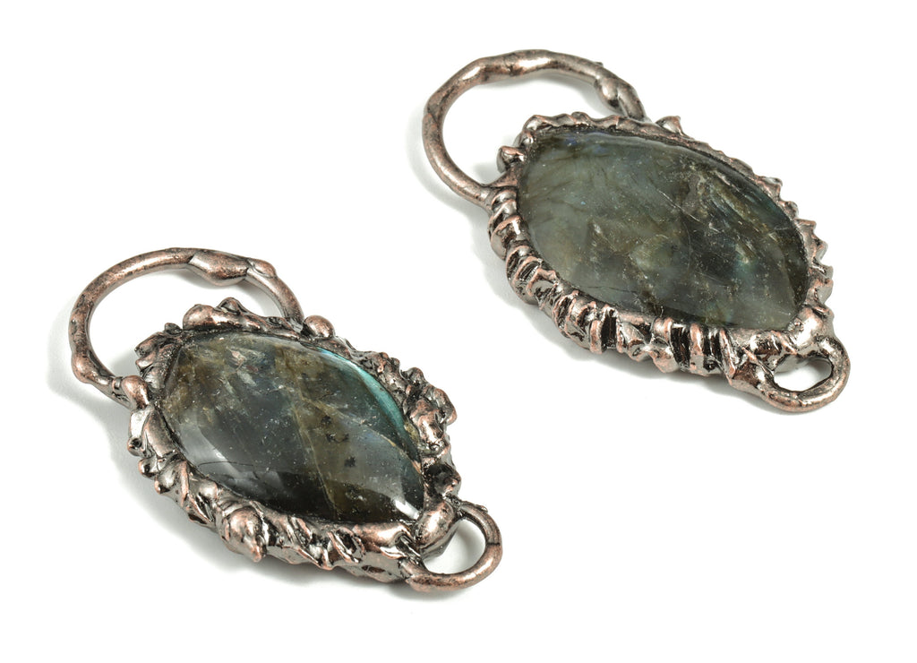 Oval Labradorite Earring Charm – Labradorite Pendant with A Loop – Labradorite Gemstone Jewelry - Average Size -51.78×26.39×8.33mm - NS1365 - DOMEDBAZAAR