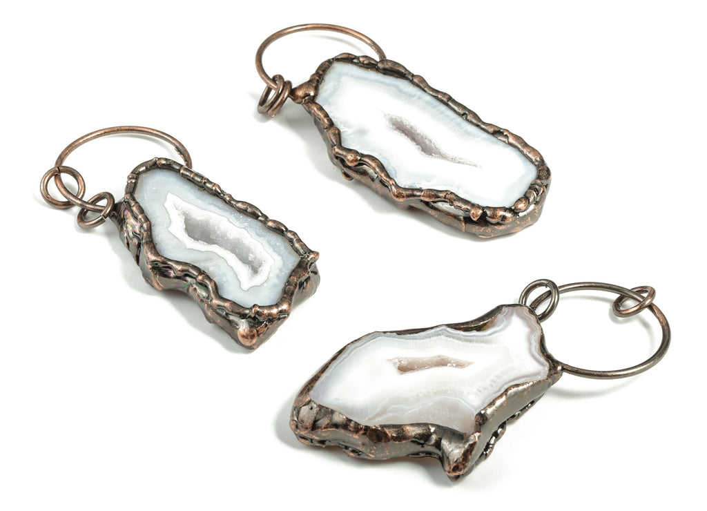Druzy Agate Pendant - Gemstone Earring Charm - Jewelry Making Supplies – Druzy Agate Jewelry -  Average Size - 72.85×41.29×7.7mm - NS1366 - DOMEDBAZAAR