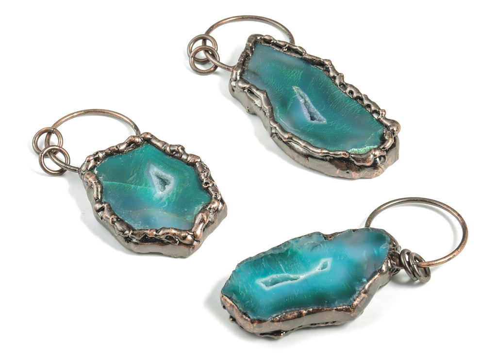 Druzy Agate Pendant – Irregular Druzy Agate Gemstone Earring Charm - Jewelry Making Supplies –  Average Size - 79.14×30.87× 8.63mm - NS1370 - DOMEDBAZAAR