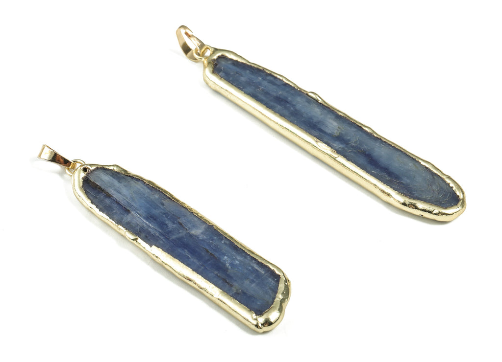 kyanite Pendant -  Long Vertical Design Kyanite Gemstone – DIY Jewelry Making - Average Size - 76.72× 12.8× 6.81mm - NS1385 - DOMEDBAZAAR