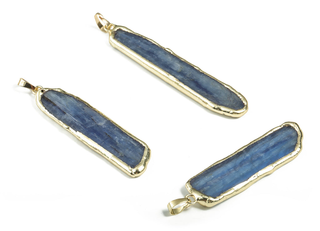 kyanite Pendant -  Long Vertical Design Kyanite Gemstone – DIY Jewelry Making - Average Size - 76.72× 12.8× 6.81mm - NS1385 - DOMEDBAZAAR