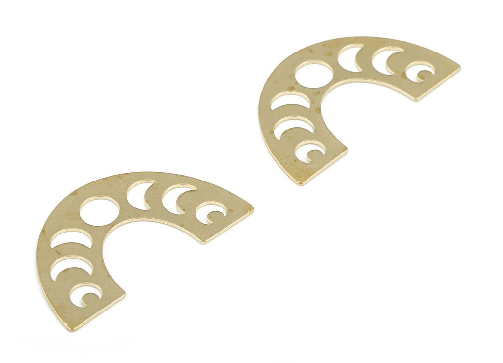 Half Moon Phases Pendant - Raw Brass Moon Phases Semicircle Earring Charms - DIY Jewelry Making Supplies - 30.03x17.79x0.62mm - PP3841 - DOMEDBAZAAR
