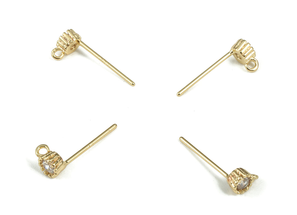 Zirconia Stud Earrings with Loops - Crystal Stud Earrings - Ear Stoppers - DIY Jewelry Making Finding – 5.71 x 3.75 x 2.58mm - RGP2885 - DOMEDBAZAAR