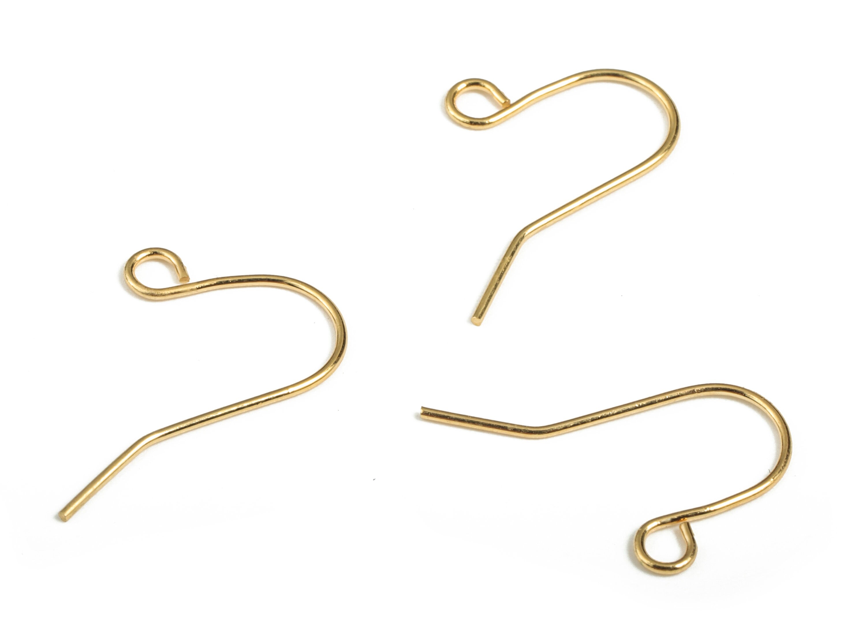 Brass Earring Hooks – Open Loop Ear Wire – 18K Real Gold Plated