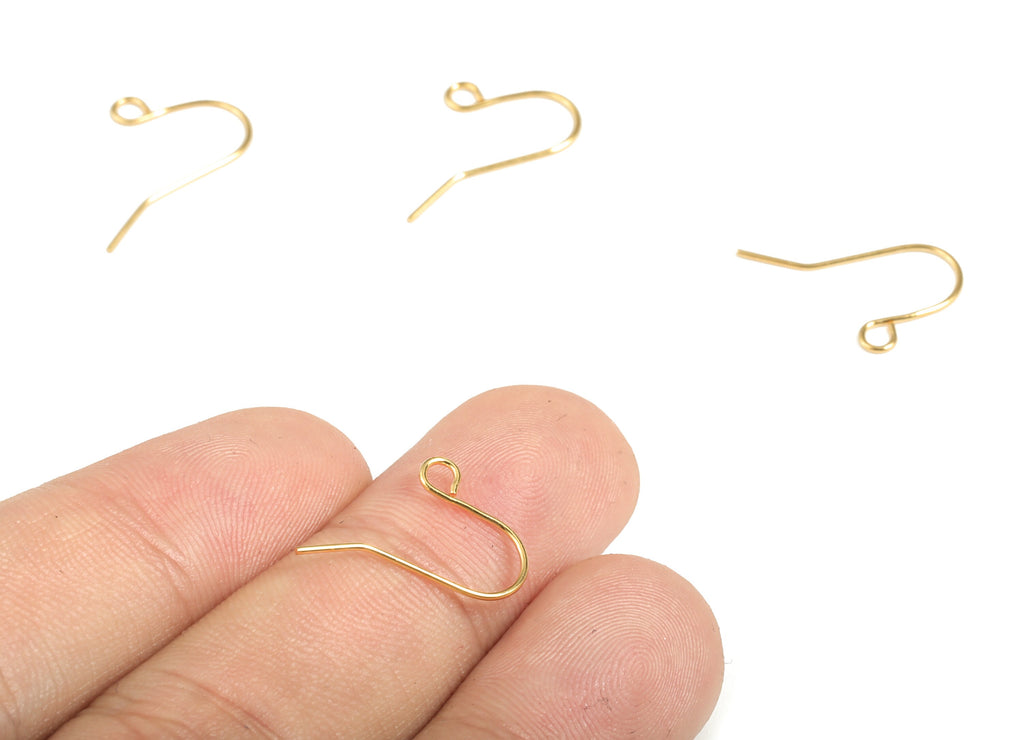 Brass Earring Hooks – Open Loop Ear Wire – 18K Real Gold Plated Brass – Earring Findings - Jewelry Supplies - 18.59x11.35x0.63mm - RGP2918G - DOMEDBAZAAR