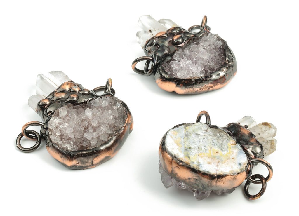 Clear Quartz Gemstone Pendant – Amethyst Earring Charms – Average Size Amethyst Charm - Jewelry Making -50.43x37.27x6.29mm –NS1283 - DOMEDBAZAAR