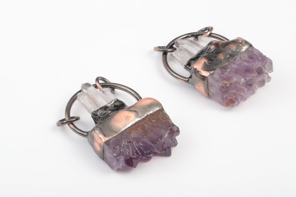 White Crystal Amethyst Pendant – Amethyst Gemstone – Amethyst Jewelry- Amethyst Charm Earring – Average Size –47.12x10.48x5.55mm – NS1284 - DOMEDBAZAAR