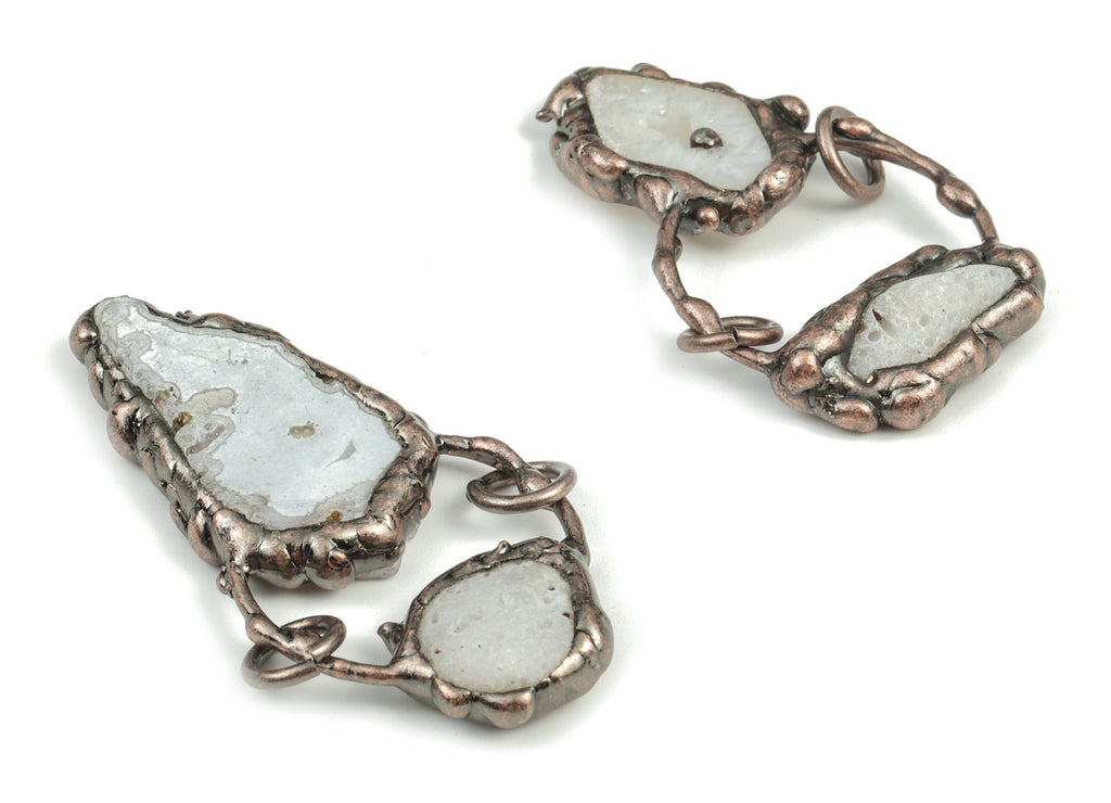 Two Part Druze Agate Charm – Druze Agate Pendant – Gemstone Pendant – Druze Jewelry Supplies – Average Size –55.52X29.127X7.33mm – NS1297 - DOMEDBAZAAR