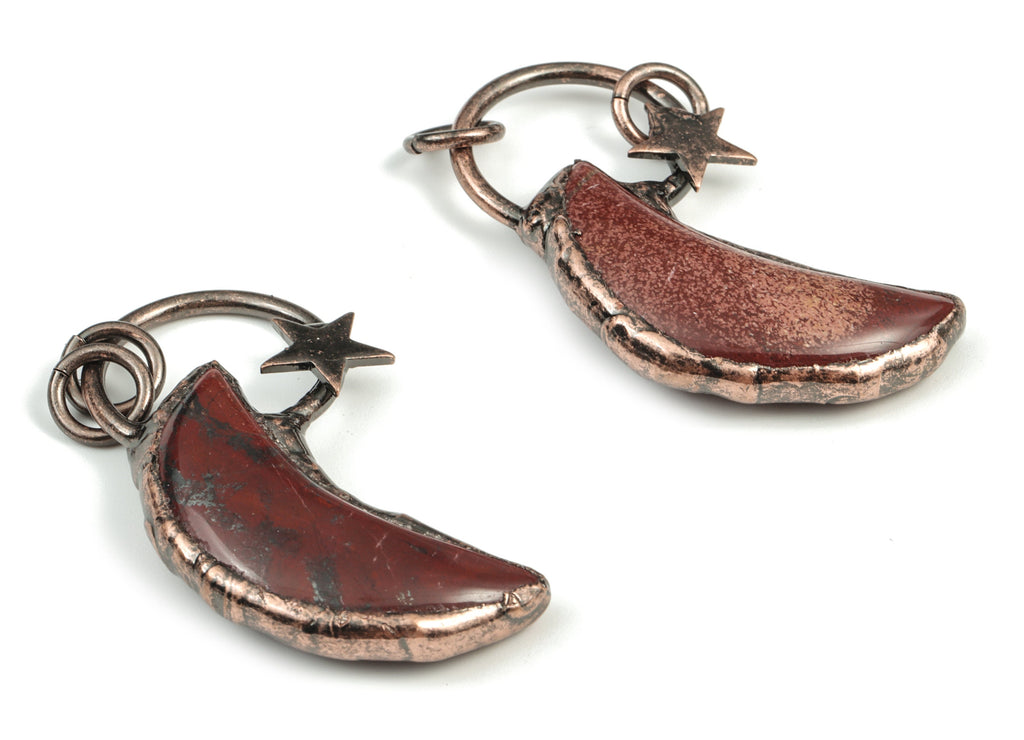 Brown Agate Moon and Star Charm – Royal Agate Stone Charm Pendant – Agate Gemstone Earring Charm – Average Size – 46.97x25.7x7.73mm – NS1298 - DOMEDBAZAAR