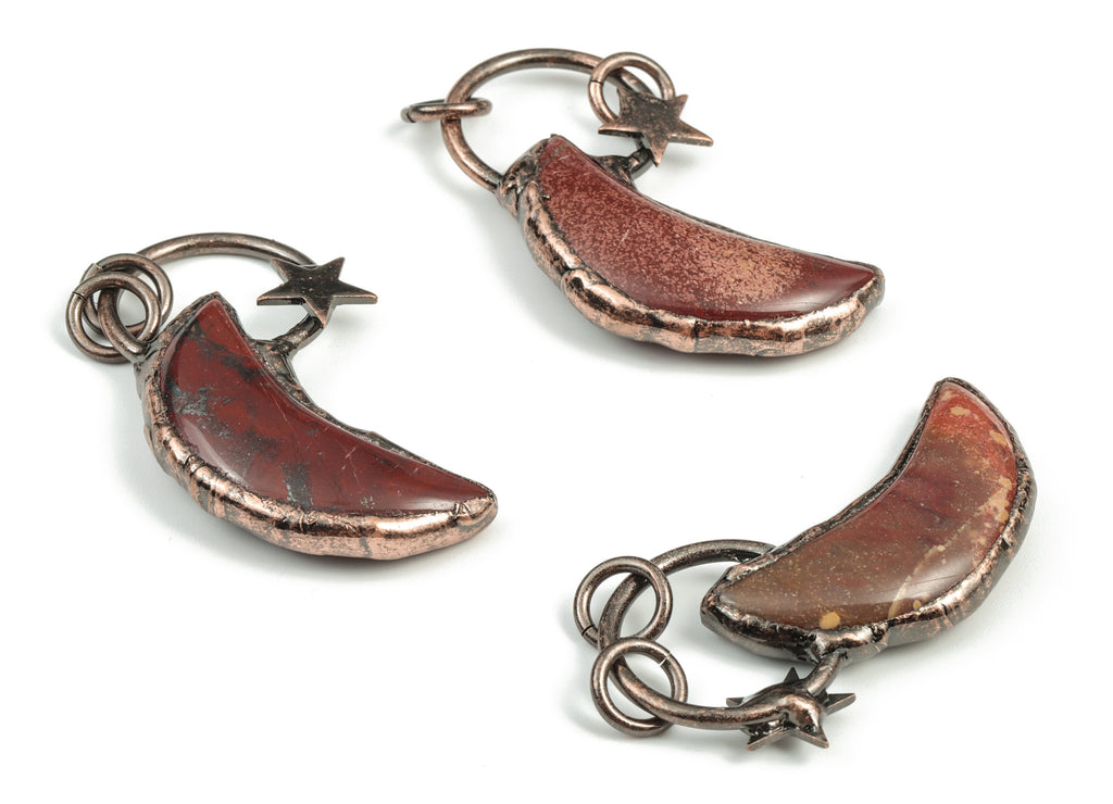 Brown Agate Moon and Star Charm – Royal Agate Stone Charm Pendant – Agate Gemstone Earring Charm – Average Size – 46.97x25.7x7.73mm – NS1298 - DOMEDBAZAAR