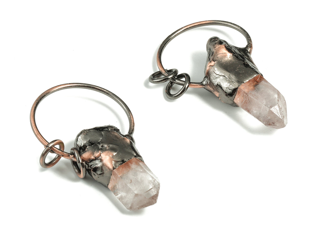 Crystal Quartz Point Pendant – Crystal Quartz Charms Pendant with Metal Caps – Jewelry Making – Average Size – 51.56x28.61x13.65mm – NS1294 - DOMEDBAZAAR