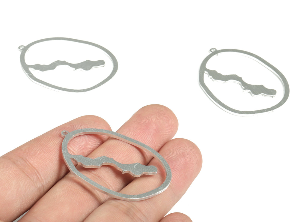 Aluminum Irregular Earring Charms - Aluminum Irregular Pendant - Anodized Aluminium Charm - Silver Tone Plated - 43.07x30.71x1.1mm - AA1156B - DOMEDBAZAAR
