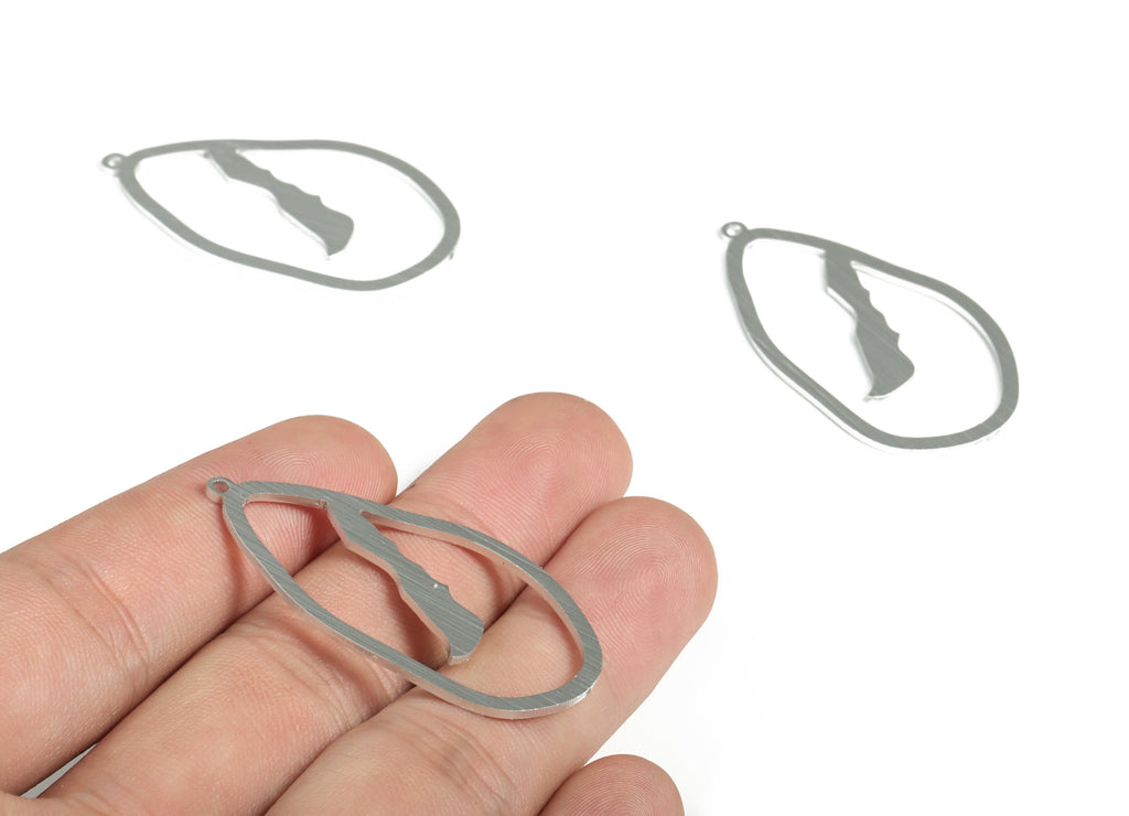 Aluminum Drop Earring Charms - Aluminum Drop Pendant - Anodized Aluminium Charms - Silver Tone Plated - 44.09x23.46x1.09mm - AA1158B - DOMEDBAZAAR