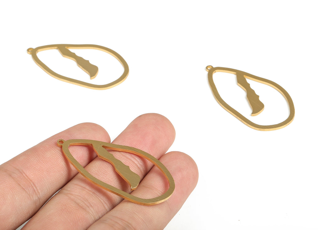 Aluminum Drop Earring Charms - Aluminum Drop Pendant - Anodized Aluminium Charms - Gold Tone Plated - 44.09x23.46x1.09mm - AA1158C - DOMEDBAZAAR