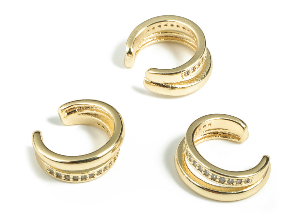 Zircon Ear Cuffs – 18K Real Gold Plated Brass Ear Cuff - No Piercing Ear Cuff Earring - Ear Cuffs Accessories - 13.49 ×12.3×1.9mm - RGP2830 - DOMEDBAZAAR