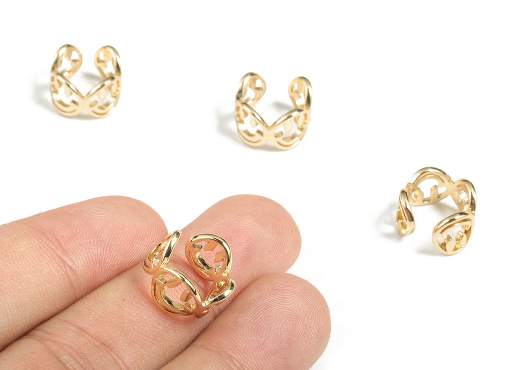 Gold Ear Cuff - Geometric Simple Ear Cuffs - Tiny Ear Cuff - 18K Real Gold Plating – Jewelry Supplies - 13.26x13.18x1.62mm - RGP2892 - DOMEDBAZAAR