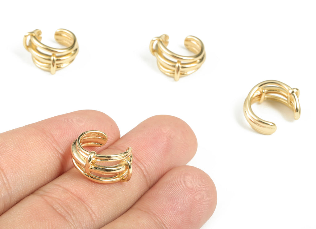 Ear Cuff Earrings - Ear cuff no piercing - Ear Cuff Fake Piercing - 18K Real Gold Plating -Jewelry Supplies - 16.97x15.28x4.45mm - RGP2894 - DOMEDBAZAAR