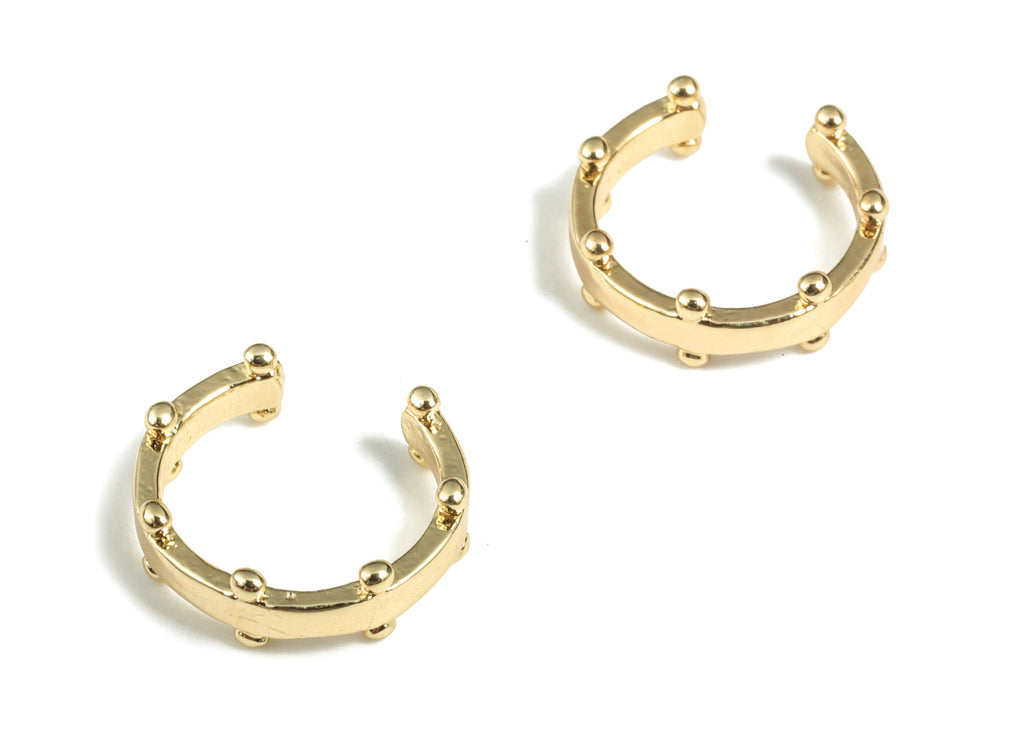 Brass Cuff Earring Charms - 18K Real Gold Plated Brass – Earring Findings - Jewelry Making Supplies - 11.88x11.76x1.15mm - RGP2839 - DOMEDBAZAAR