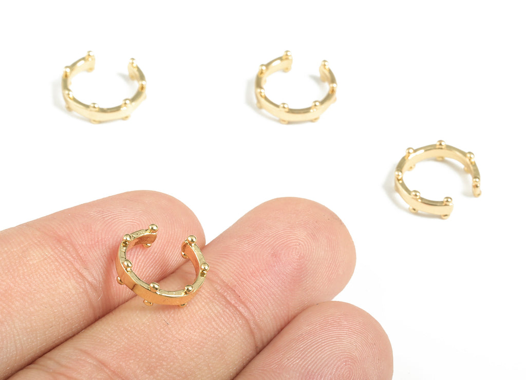 Brass Cuff Earring Charms - 18K Real Gold Plated Brass – Earring Findings - Jewelry Making Supplies - 11.88x11.76x1.15mm - RGP2839 - DOMEDBAZAAR