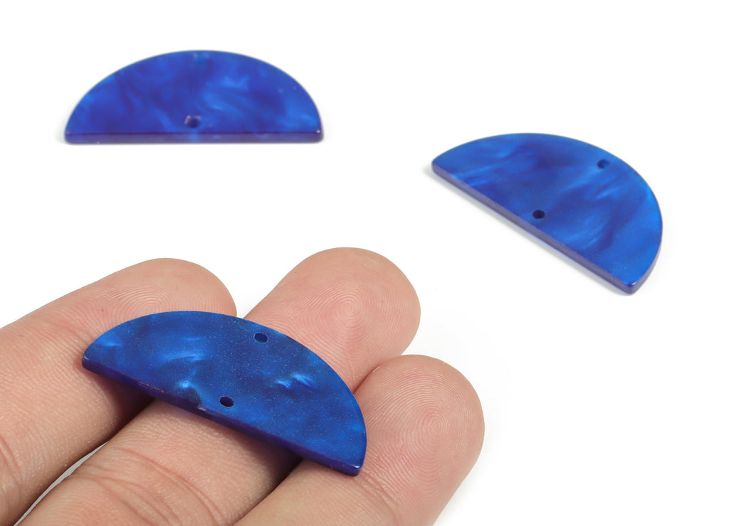 Acrylic Semicircle Earring Connectors - Acrylic Half Moon Charms - 2 Holes - Jewelry Supplies - Color Code:A602- 34x17x2.3mm - AC1218-A602 - DOMEDBAZAAR