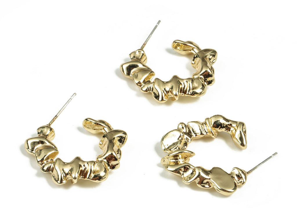 Alloy Wave C Earring Stud - Zinc Alloy Wave C Earring Post - Silver Stud - Gold Tone Plated - Jewelry Supplies - 24.19x20.48x5.21mm - ZZ1791 - DOMEDBAZAAR