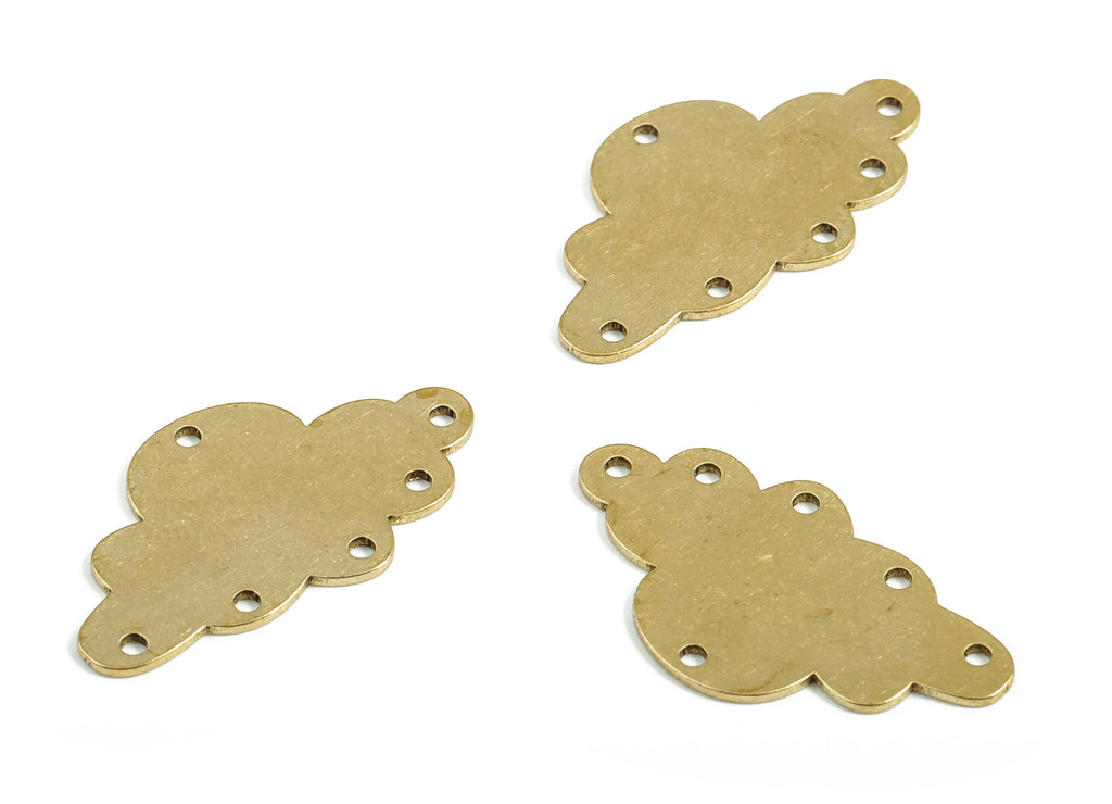 Personalized stamping blank - Cloud Earring Connector - Raw Brass Cloud Earring Charms - 6 Holes Connector  - 22.08x11.94x0.57mm - PP4034 - DOMEDBAZAAR