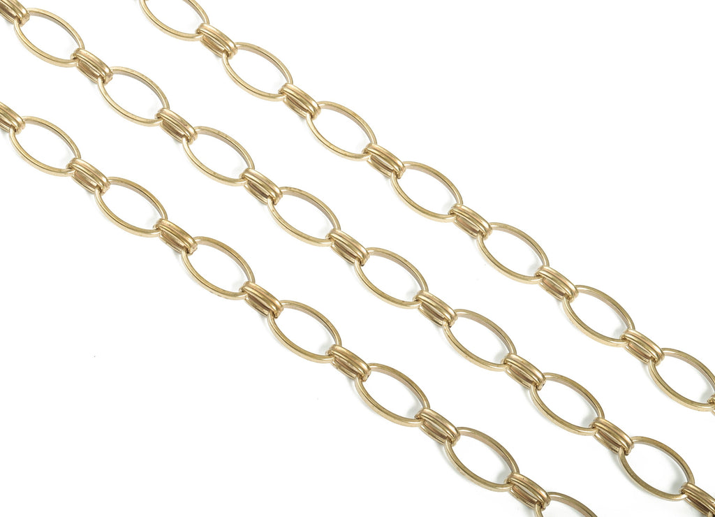 Raw Brass Oval Rolo Cable Chain - Round Link Cable Chain - Oval Paper Clip Layering ChainFor Necklace Bracelet - 0.68&quot;x0.40&quot;x0.08&quot; - CC1182 - DOMEDBAZAAR