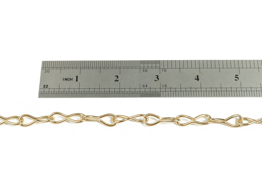 Gold Figure 8 Chain - 18K Real Gold Brass Eternity Wire Chain - Openlink Chain - For Necklace Bracelet 0.88&quot;x 0.32&quot;x 0.07&quot; RGP3020 - DOMEDBAZAAR