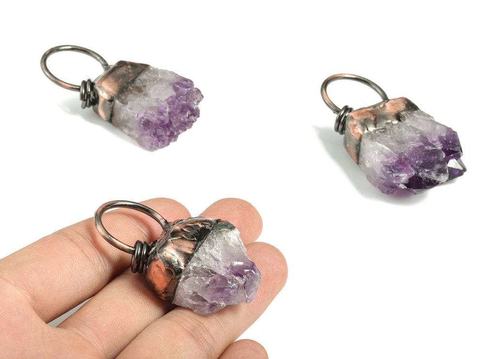Sliced Amethyst Tumbled Pendants – Natural Purple Amethyst - Average Size Charms – Jewelry Making Supplies - 59.49x29.83x16.02mm – NS1311 - DOMEDBAZAAR
