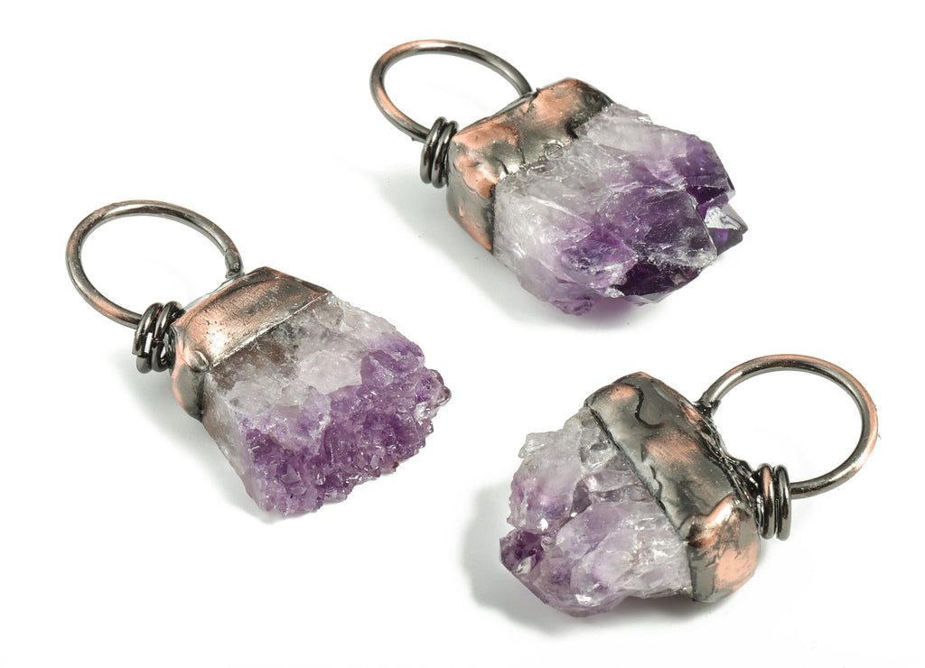 Sliced Amethyst Tumbled Pendants – Natural Purple Amethyst - Average Size Charms – Jewelry Making Supplies - 59.49x29.83x16.02mm – NS1311 - DOMEDBAZAAR