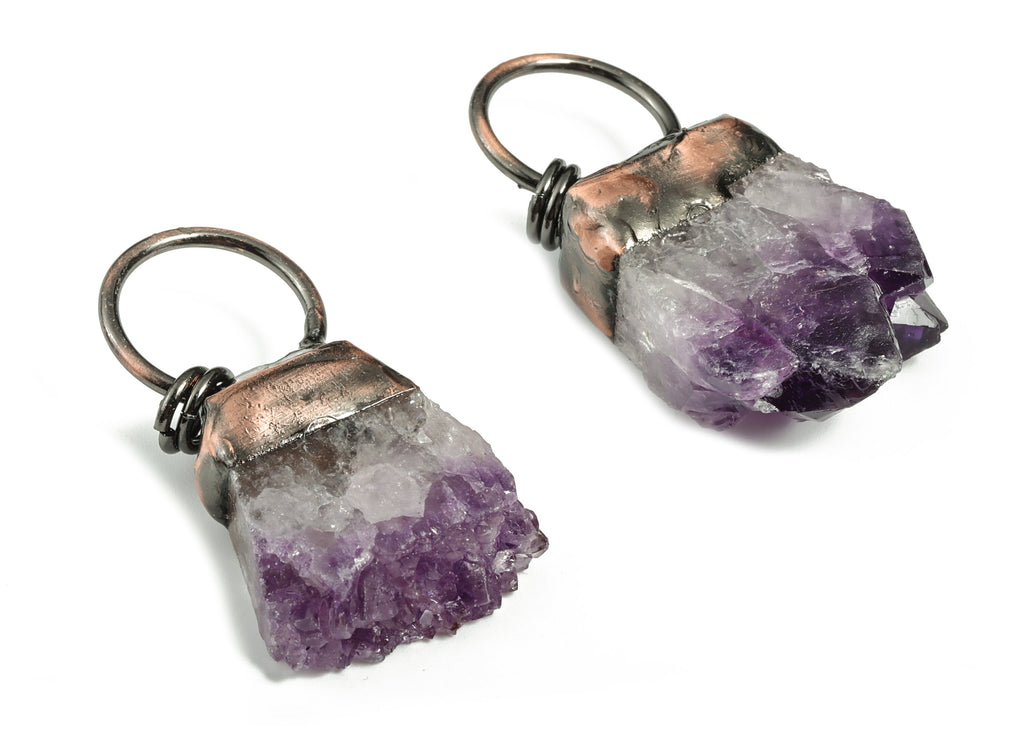 Sliced Amethyst Tumbled Pendants – Natural Purple Amethyst - Average Size Charms – Jewelry Making Supplies - 59.49x29.83x16.02mm – NS1311 - DOMEDBAZAAR