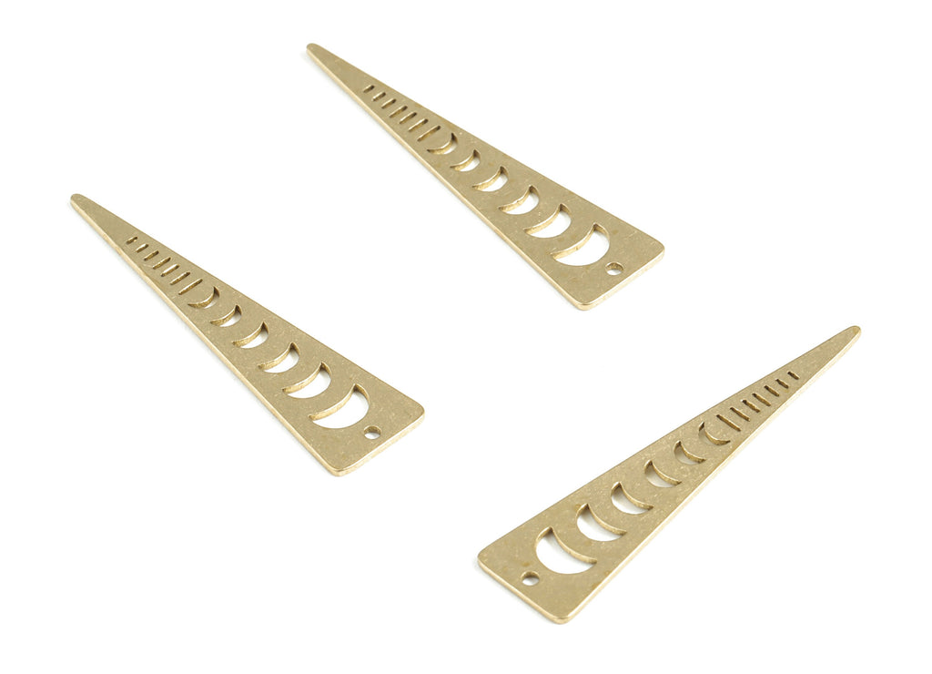 Brass Half Moon Earring Charms - Raw Brass Pyramid Streak Pendant - Earring Findings - Jewelry Supplies - 34.99x8.62x0.67mm - PP3967 - DOMEDBAZAAR