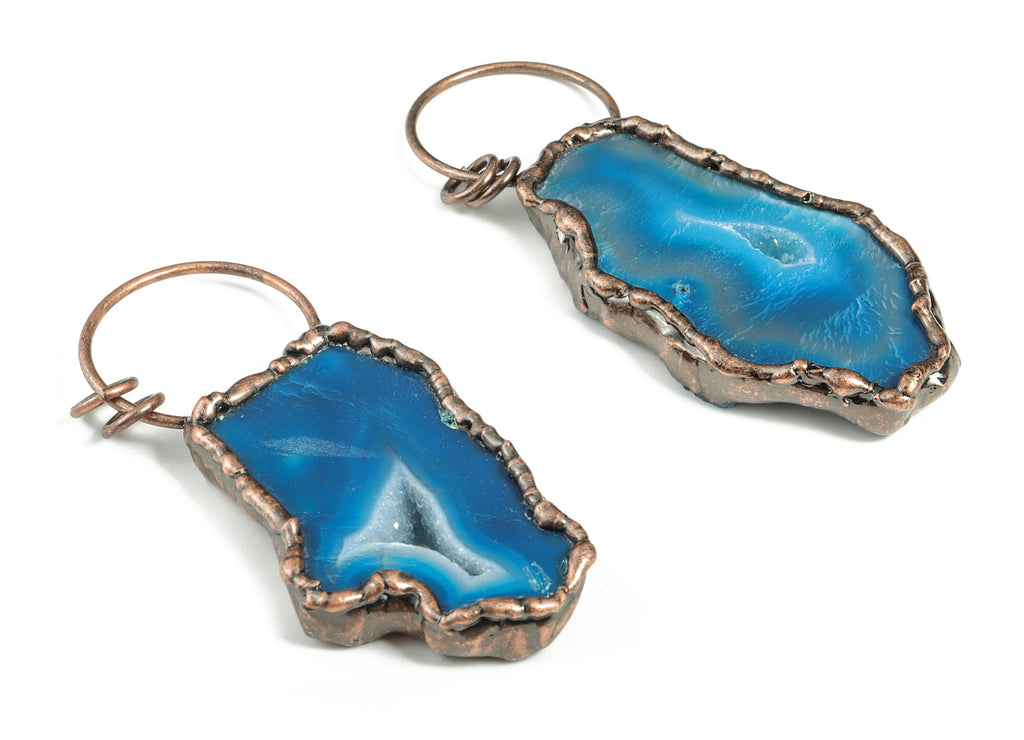 Druzy Agate Pendant - Druzy Agate Charm - Crystal Druzy Agate Necklaces – Jewelry Making - Average Size - 86.6×34.63×9.52mm - NS1330 - DOMEDBAZAAR