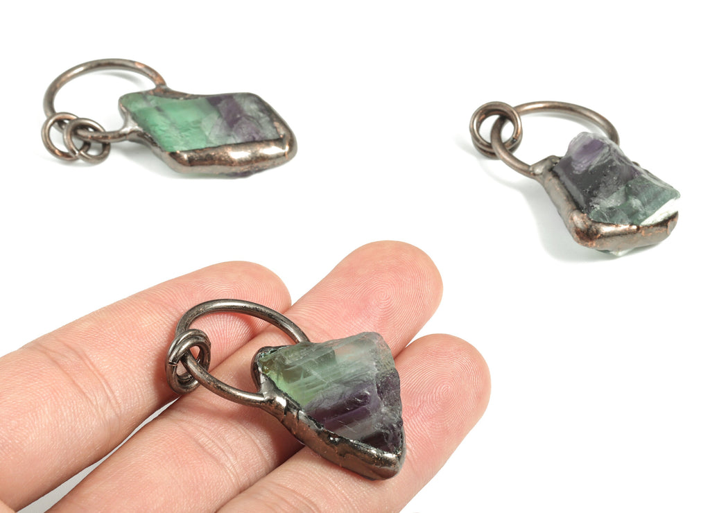 Green Fluorite Pendant – Irregular Flourite Earring Charms – Jewelry Making Supplies - Average Size - 43.5× 22.13× 13.55mm - NS1336 - DOMEDBAZAAR