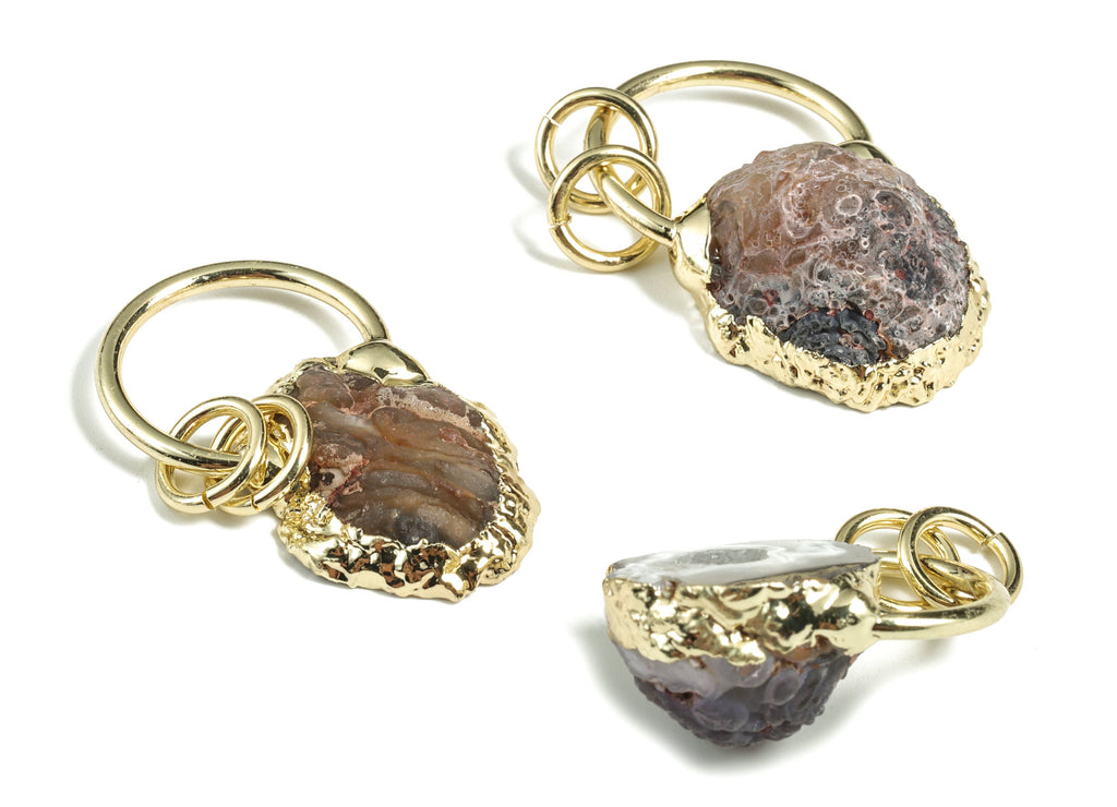 Druzy Agate Pendant - Druzy Agate Charm - Crystal Druzy Agate Earring Charm – Jewelry Making - Average Size - 39.36× 23.95× 12.3mm - NS1339 - DOMEDBAZAAR