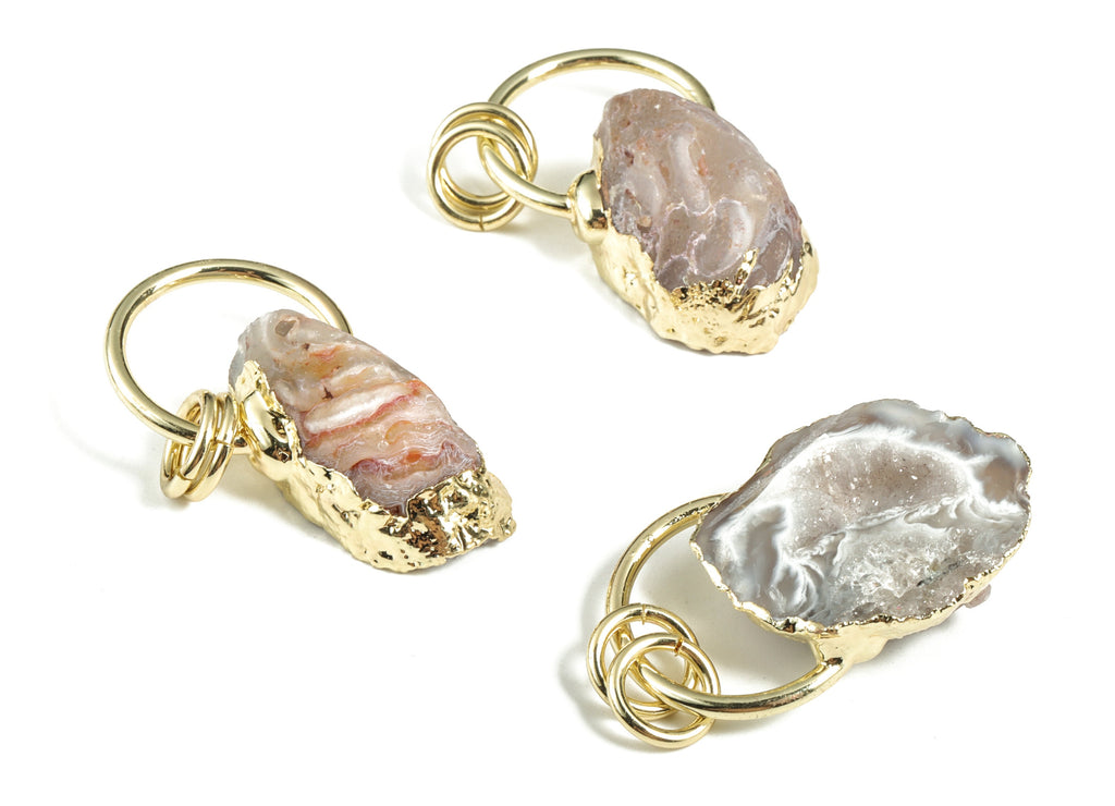 Druzy Agate Pendant Charms – Druzy Agate Earring Charm – Agate Jewelry - DIY Jewelry Making Supplies - 38.56x24.28x14.60mm - NS1340 - DOMEDBAZAAR