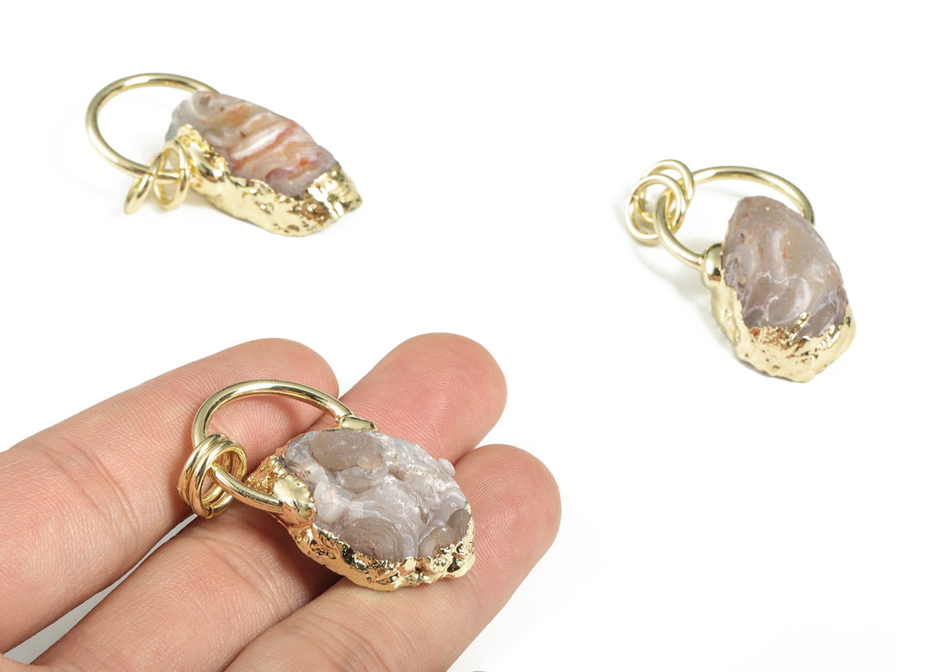 Druzy Agate Pendant Charms – Druzy Agate Earring Charm – Agate Jewelry - DIY Jewelry Making Supplies - 38.56x24.28x14.60mm - NS1340 - DOMEDBAZAAR