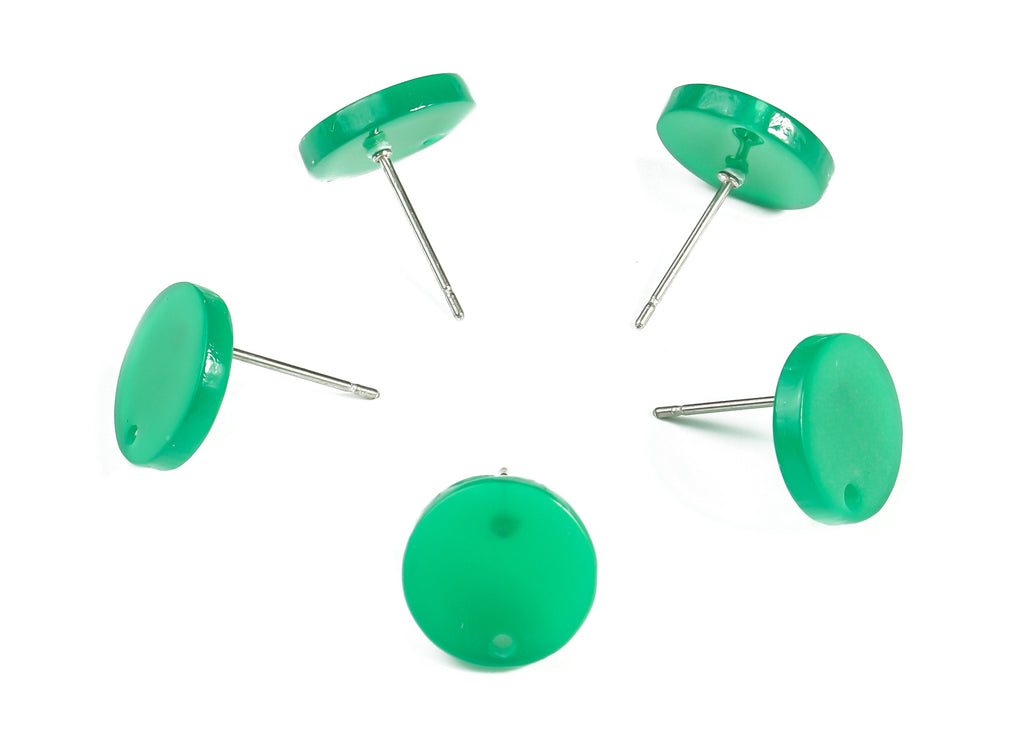 Acrylic Round Earring Stud - Acrylic Circle Earring Post - 316 Surgical Stainless Steel - Color Code: A617 - 11.73x11.7x2.05mm - AC1139-A617 - DOMEDBAZAAR