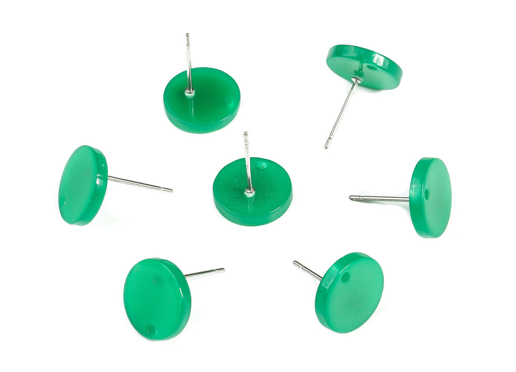 Acrylic Round Earring Stud - Acrylic Circle Earring Post - 316 Surgical Stainless Steel - Color Code: A617 - 11.73x11.7x2.05mm - AC1139-A617 - DOMEDBAZAAR