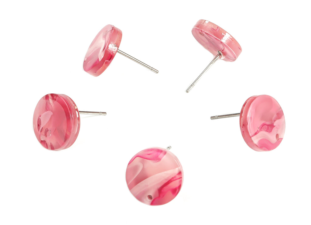 Acrylic Round Earring Stud - Acrylic Round Earring Post - Earring Post Findings - Color Code: A633- 11.74x11.74x3.03mm - AC1139-A633 - DOMEDBAZAAR