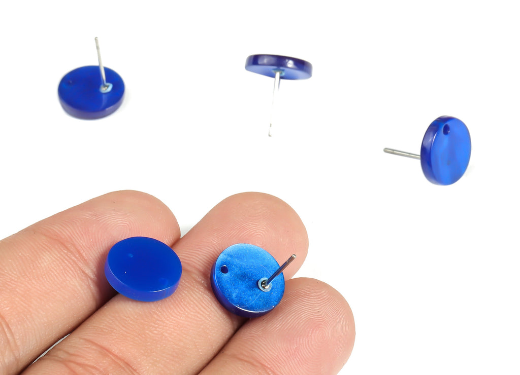 Acrylic Round Earring Post - Acrylic Round Earring Stud - Earring Post Findings - Color Code: A602- 11.89x11.76x2.42mm - AC1139-A602 - DOMEDBAZAAR