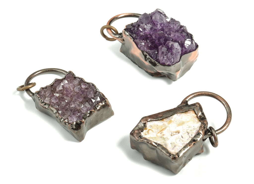 Amethyst Irregular Earring Charms – Irregular Shape Black Amethyst Pendant – Jewelry Making Supplies - 46.07x27.04x23.86mm - NS1342 - DOMEDBAZAAR