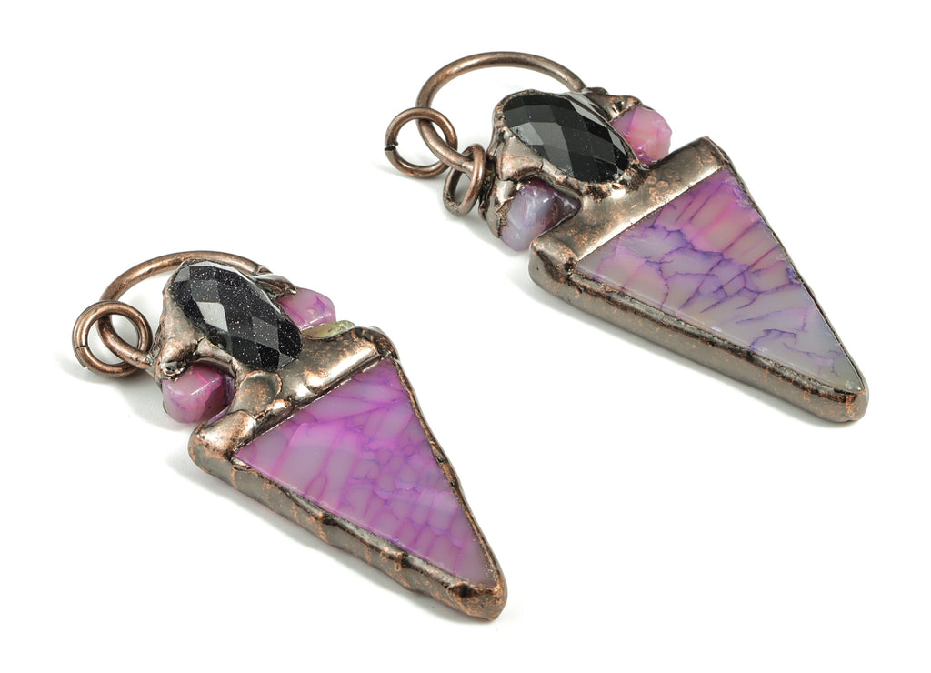 Blue Goldstone Triangle Pendant – Agate Earring Charms –Average Size - Gemstone Jewelry Charms – 73.55 x 29.5 x 13.25mm – NS1361 - DOMEDBAZAAR