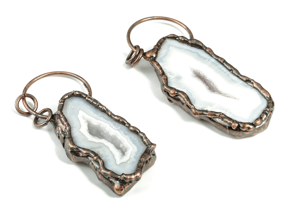 Druzy Agate Pendant - Gemstone Earring Charm - Jewelry Making Supplies – Druzy Agate Jewelry -  Average Size - 72.85×41.29×7.7mm - NS1366 - DOMEDBAZAAR