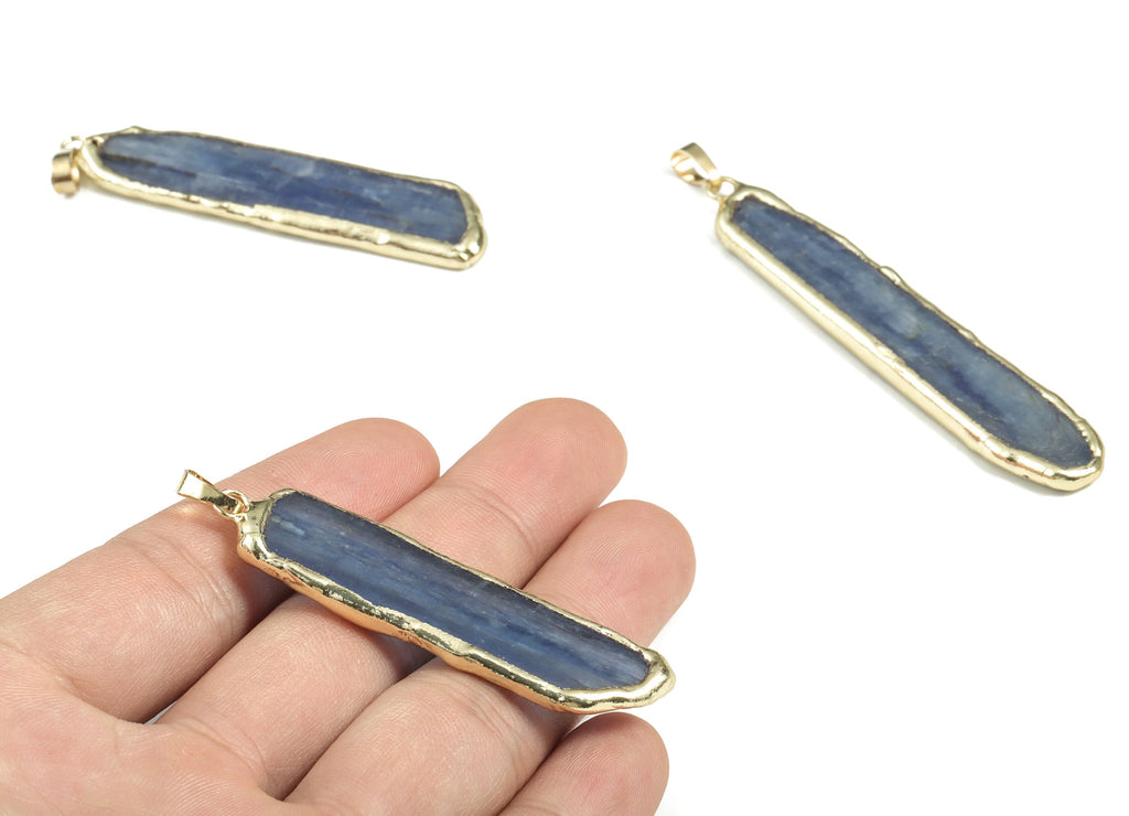 kyanite Pendant -  Long Vertical Design Kyanite Gemstone – DIY Jewelry Making - Average Size - 76.72× 12.8× 6.81mm - NS1385 - DOMEDBAZAAR